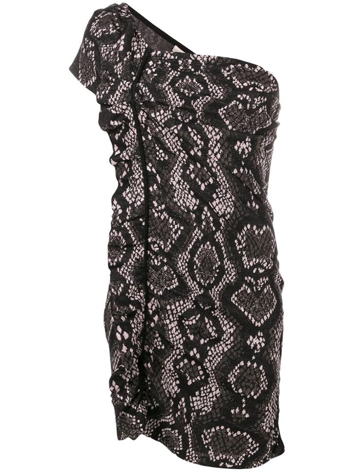 Circus Hotel Snake Print Asymmetrical Dress - Black
