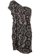 Circus Hotel Snake Print Asymmetrical Dress - Black