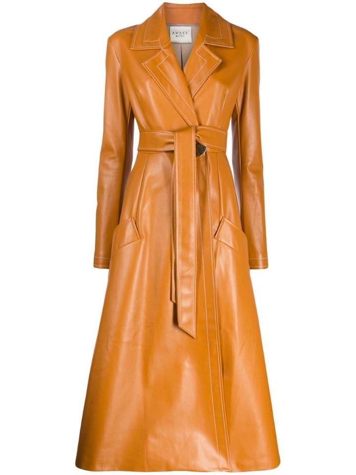 A.w.a.k.e. Mode Belted Wrap Coat - Orange