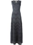 M Missoni Zigzag Knit Maxi Dress, Women's, Size: 40, Grey, Polyester/polyamide/metallized Polyester