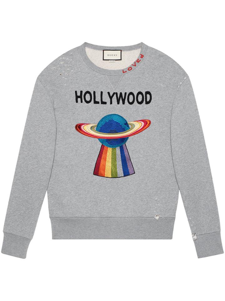 Gucci Cotton Sweatshirt With Planet - Grey