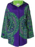 Versace Vintage Floral Padded Hooded Coat - Pink & Purple