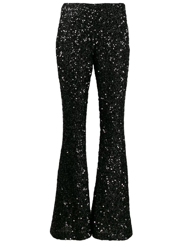 Amuse Sequin-embellished Flared Trousers - Black