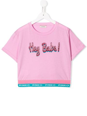 Pinko Kids Cropped Printed T-shirt