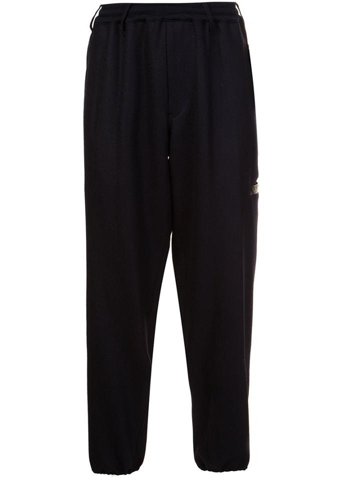Yohji Yamamoto Elastic Waistband Trousers, Men's, Size: 2, Blue, Wool