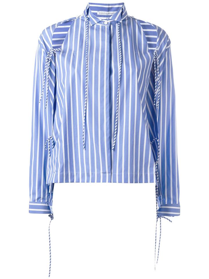 Ermanno Scervino Cold-shoulder Striped Shirt, Women's, Size: 38, Blue, Cotton