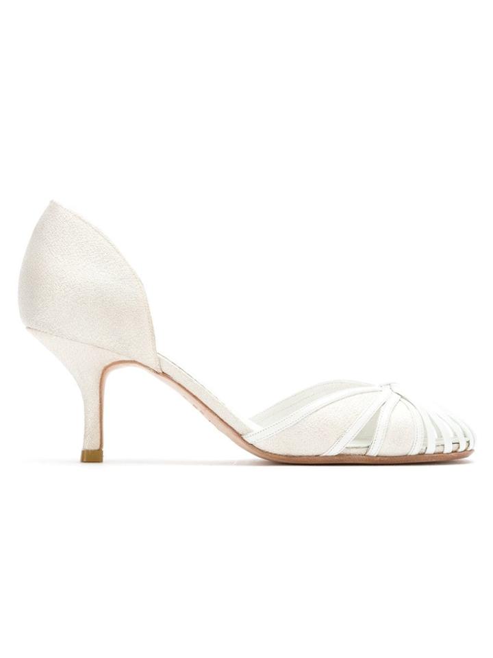 Sarah Chofakian Leather Panelled Pumps - White