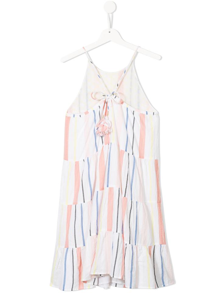 Velveteen Lara Tiered Embroidered Dress - White