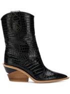 Fendi Crocodile-embossed Ankle Boots - Black