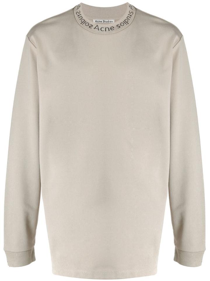 Acne Studios Logo Embroidered Sweatshirt - Neutrals