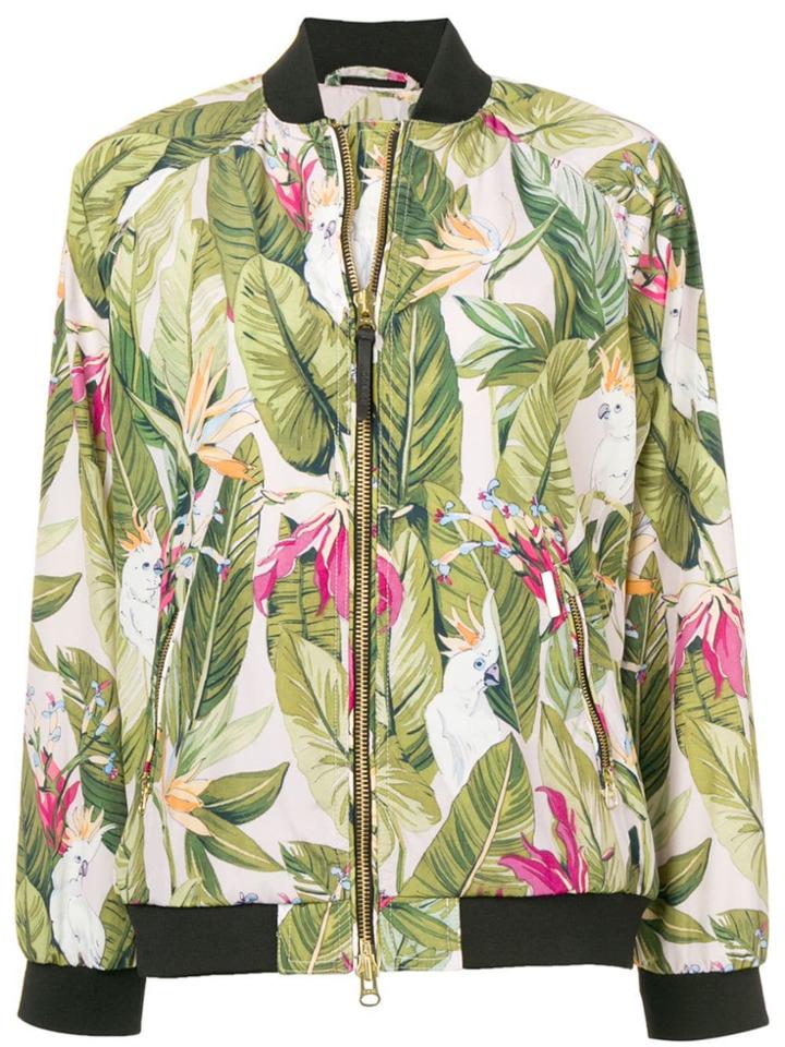 Woolrich Tropical Print Bomber Jacket - Green