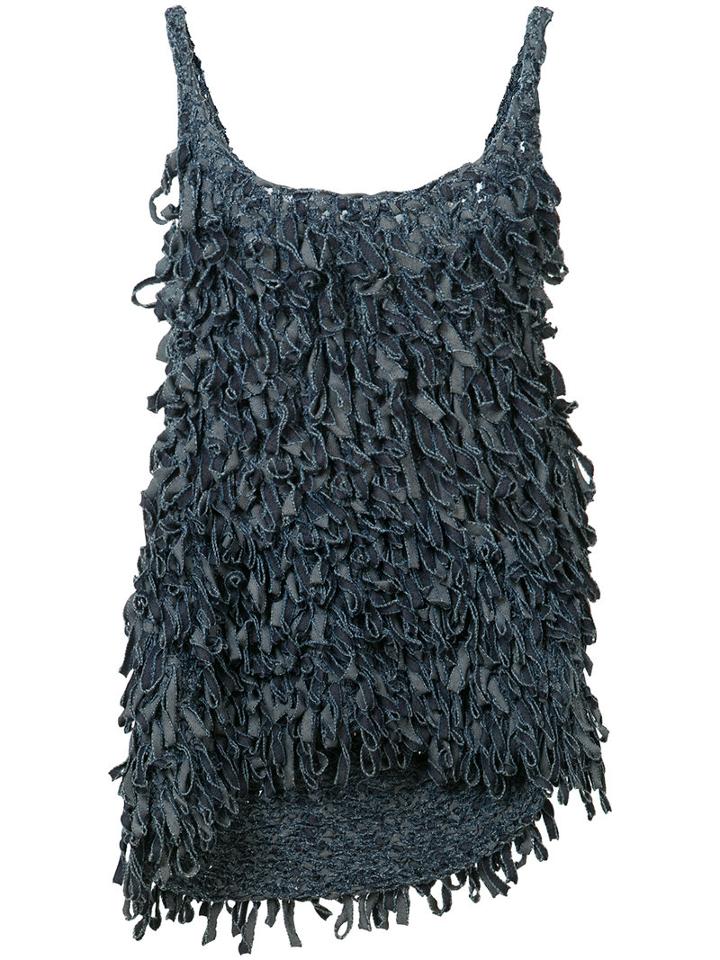 Spencer Vladimir - Fringed Denim Mini Dress - Women - Cotton - S, Blue, Cotton