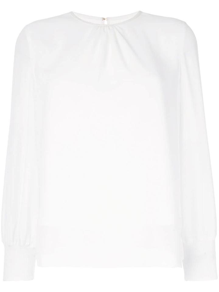 Ballsey Long-sleeve Shift Blouse - White