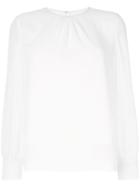 Ballsey Long-sleeve Shift Blouse - White