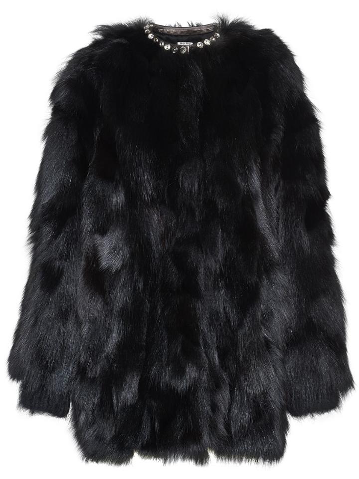 Miu Miu Fur Short Coat - Black