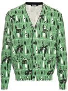 Hysteric Glamour Print V-neck Cardigan - Green