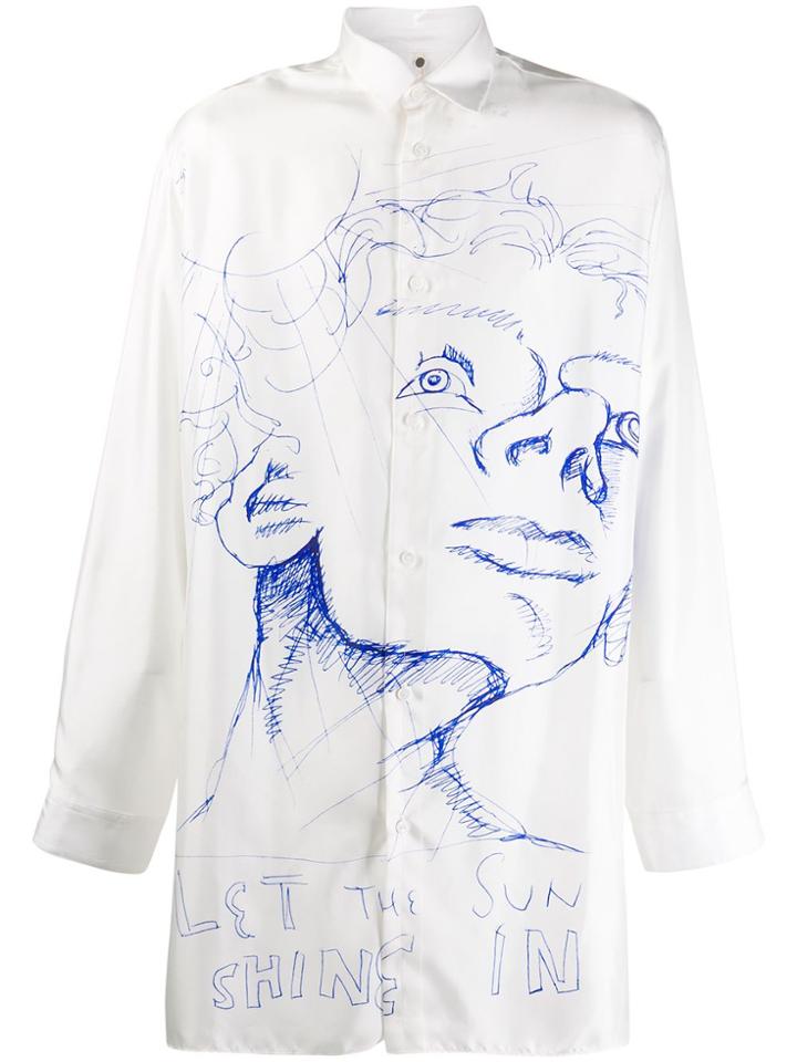 Oamc Sketch-print Silk Shirt - White