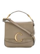Chloé C Logo Shoulder Bag - Grey