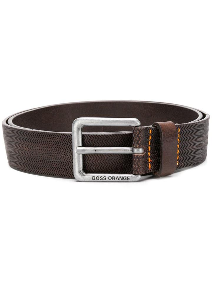 Boss Hugo Boss Zigzag Embossed Belt - Brown