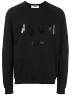 Msgm Logo Print Sweatshirt, Men's, Size: Large, Black, Cotton