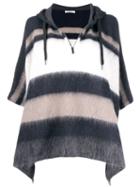Brunello Cucinelli Striped Hooded Knit Top - Blue
