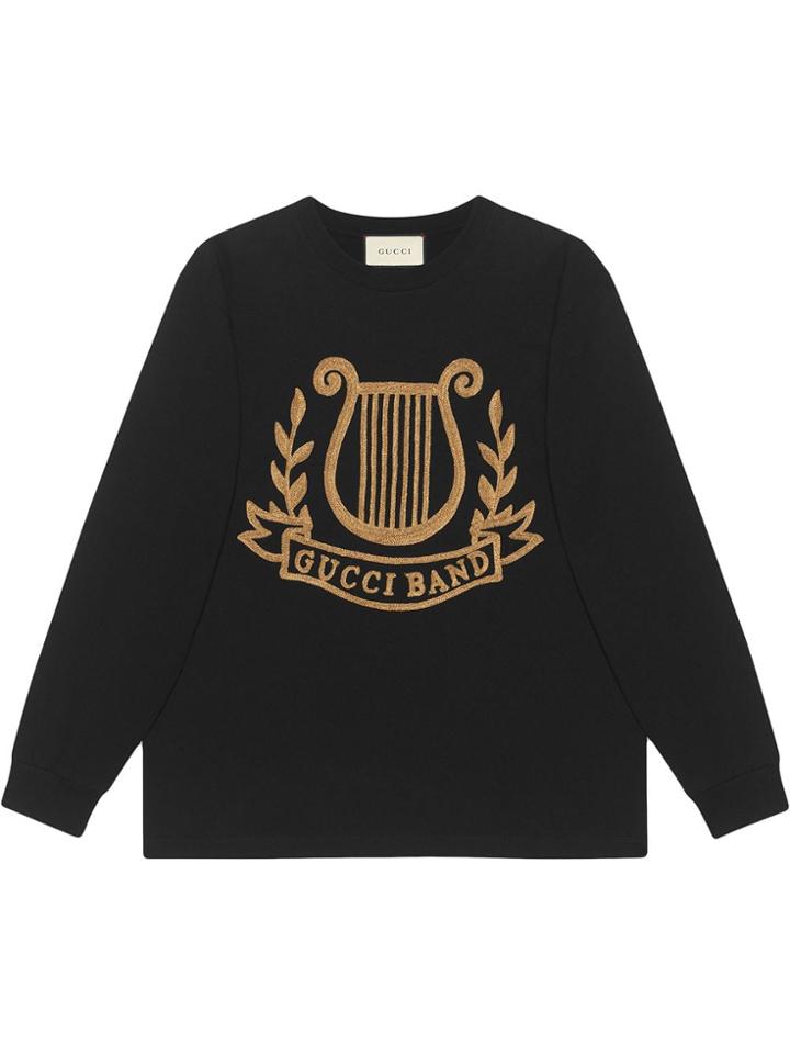 Gucci Oversized T-shirt With Lyre Pach - Black
