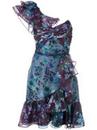 Marchesa Notte Floral Print Mini Dress - Blue