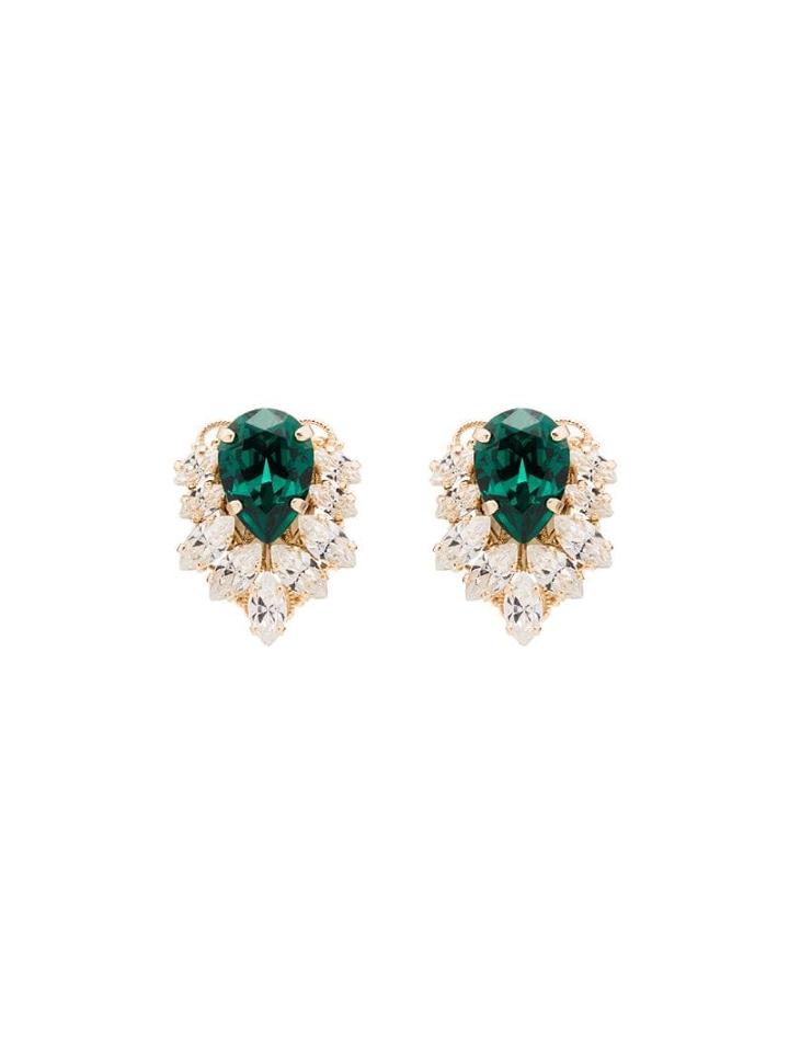 Anton Heunis Crystal Cluster Earrings - Green