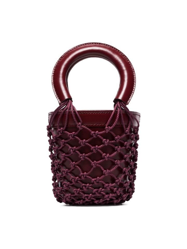 Staud Moreau Mini Leather Bucket Bag - Red