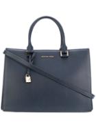 Michael Michael Kors - Logo Plaque Tote - Women - Leather - One Size, Blue, Leather