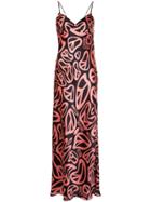 Moschino Peace Sign Print Gown - Pink & Purple