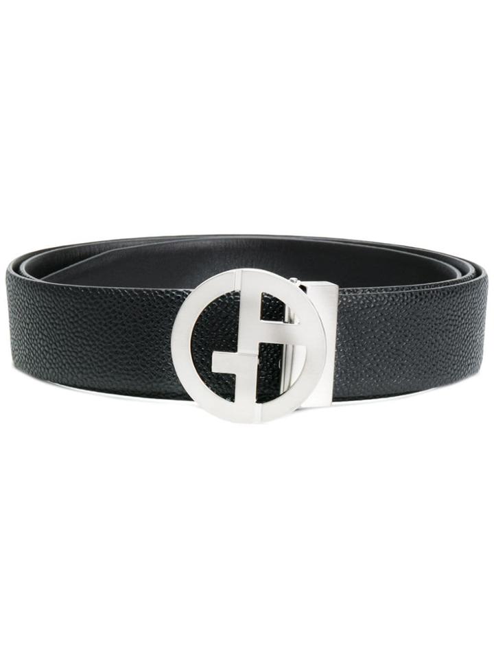 Giorgio Armani Monogram Classic Belt - Black