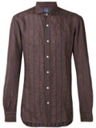 Barba - Striped Shirt - Men - Linen/flax - 44, Brown, Linen/flax