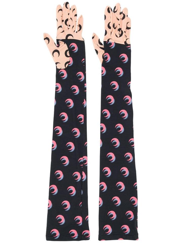 Marine Serre Moon Print Full-arm Gloves - Black