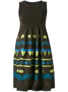 Issey Miyake Cauliflower - Tribal Print Dress - Women - Cotton/nylon/polyester/polyurethane - One Size, Women's, Brown, Cotton/nylon/polyester/polyurethane