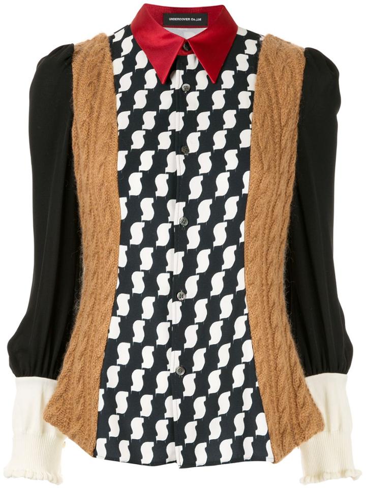 Undercover Printed Knit Panelled Blouse - Black