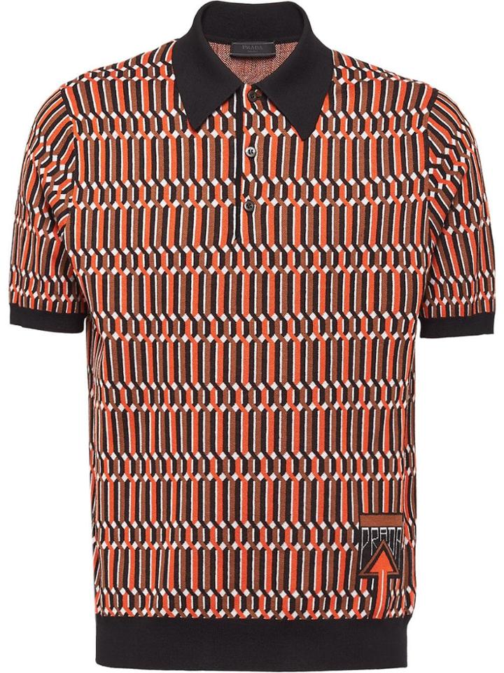 Prada Wool Jacquard Polo Shirt - Orange