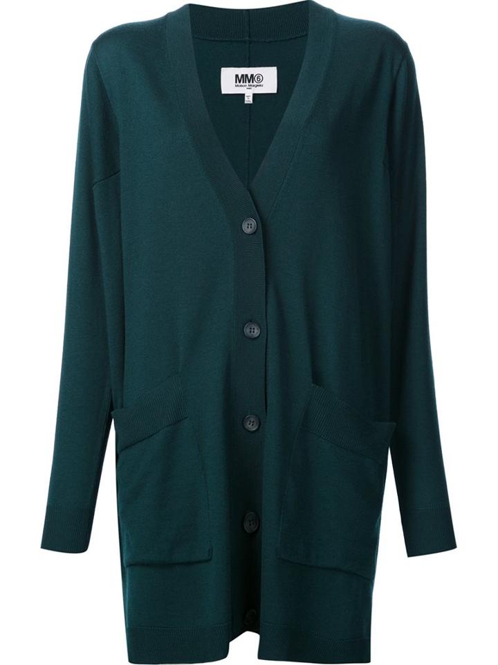 Mm6 Maison Margiela Oversized Cardigan, Women's, Size: Small, Green, Wool