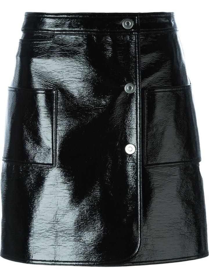 Courrèges Buttoned Mini Skirt, Women's, Size: 40, Black, Cotton/polyurethane