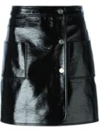 Courrèges Buttoned Mini Skirt, Women's, Size: 40, Black, Cotton/polyurethane