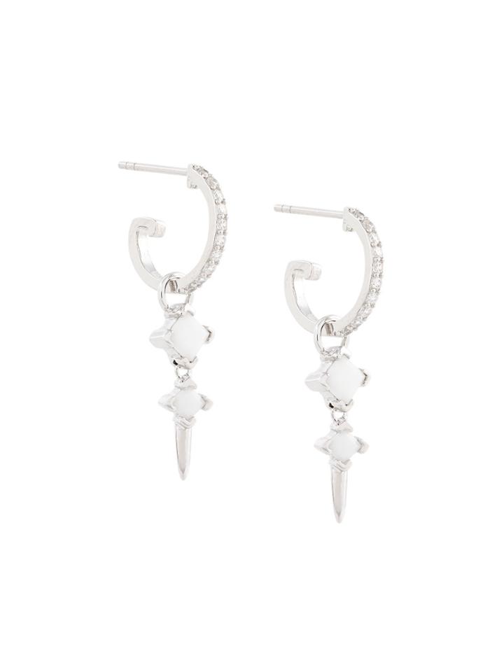 V Jewellery Bonnie Dropper Earrings On Mini Hoops - Metallic