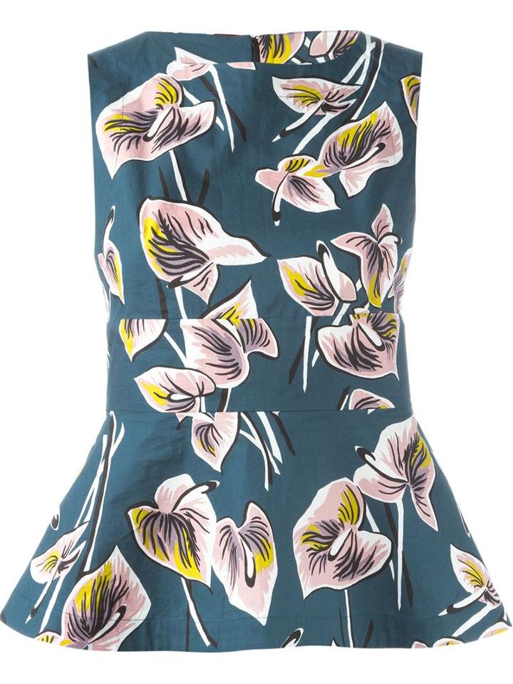 Marni 'amlapura' Print Peplum Top