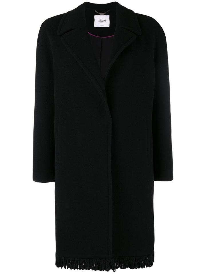Blugirl Fringed Single Breasted Coat - Black