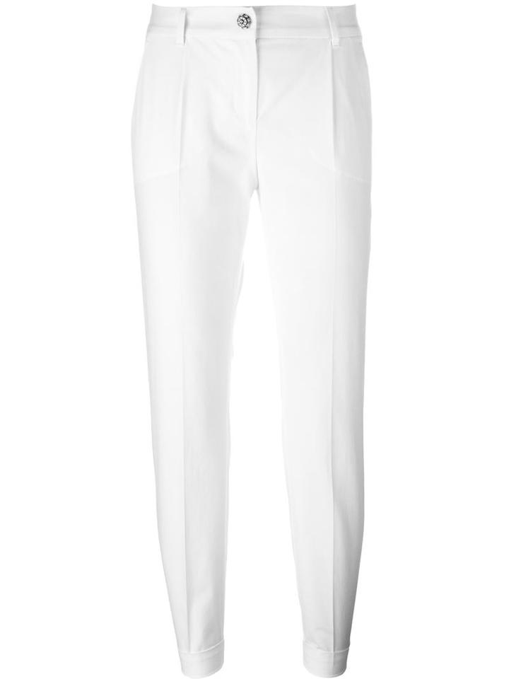 Dolce & Gabbana Slim Fit Trousers, Women's, Size: 44, White, Cotton/spandex/elastane
