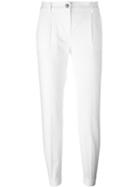 Dolce & Gabbana Slim Fit Trousers, Women's, Size: 44, White, Cotton/spandex/elastane