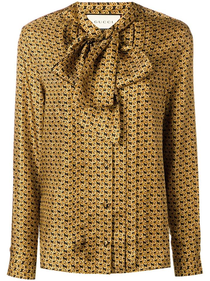 Gucci Printed Silk Twill Blouse - Yellow
