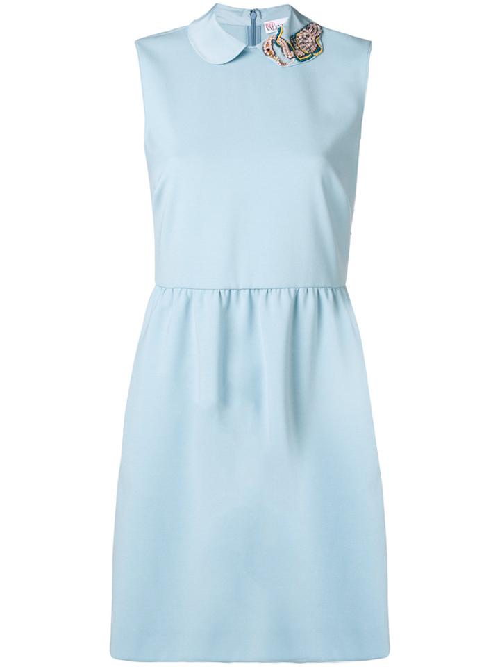 Red Valentino Embellished Pan Collar Mini Dress - Blue