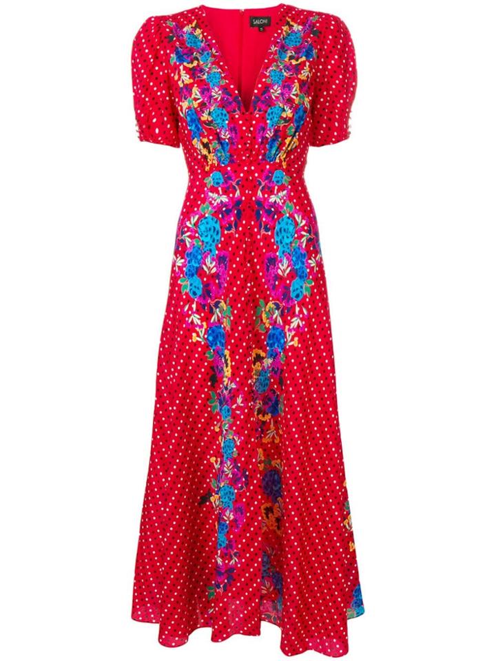 Saloni Polka Dot Maxi Dress - Red