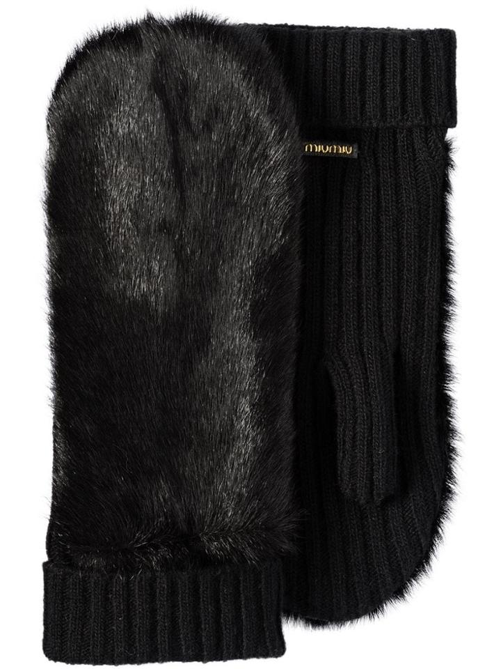 Miu Miu Knitted Gloves - Black