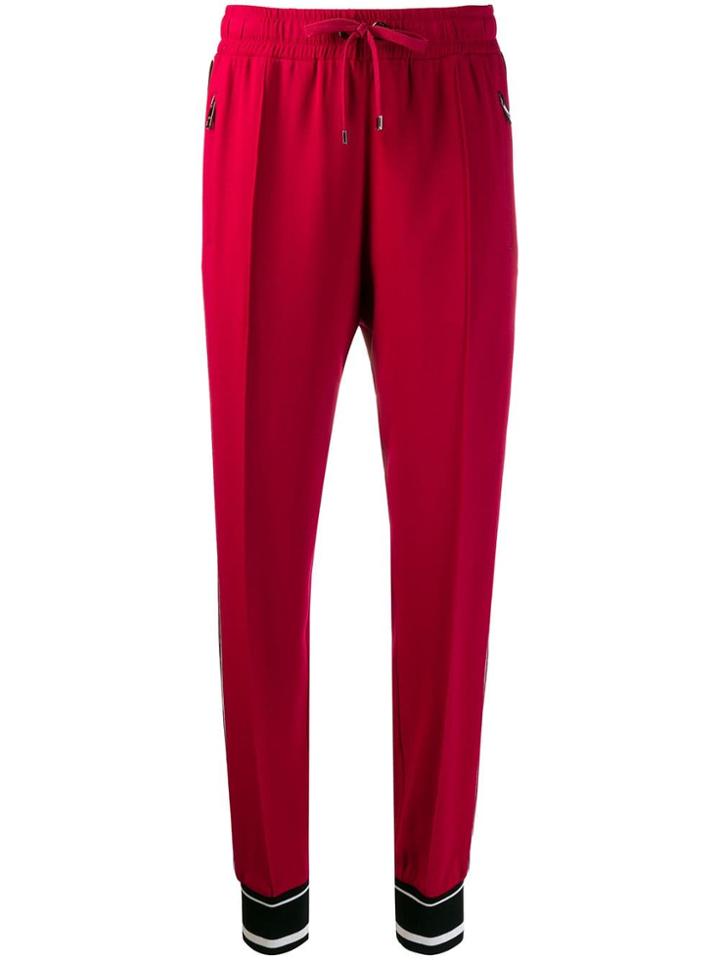 Dolce & Gabbana Appliqué Striped Track Pants - Red